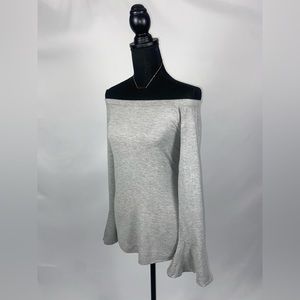 Blouse Top Off the shoulder Belle sleeves Medium Gray Top blouse